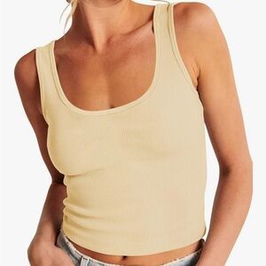 Women's Cream Ribbed Tank Top Size Medium